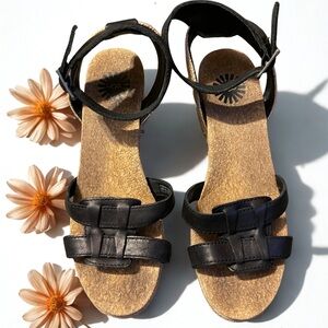 UGG Black Leather Sandals